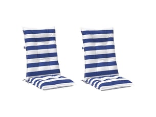 Lot de 2 coussins d'extérieur, coussins de chaise tissu bleu et blanc 120 x 50 x 7 cm cf56399