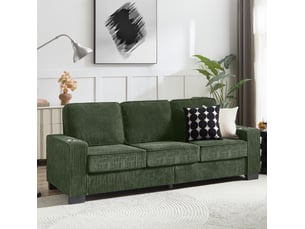 Canapé 3 places tcqpz en velours côtelé vert olive 206 x 72 x 86 cm avec porte-gobelets design moderne