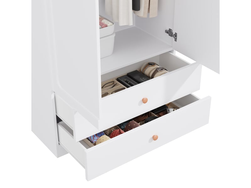  Armoire 270 x 45 x 200 cm à 6 portes avec 4 penderies, 4 tiroirs et grand rangement, meuble dressing multifonction moderne pour chambre, blanc, pour aménagement intérieur moderne OPULERANE TRADING LTD - Conforama D