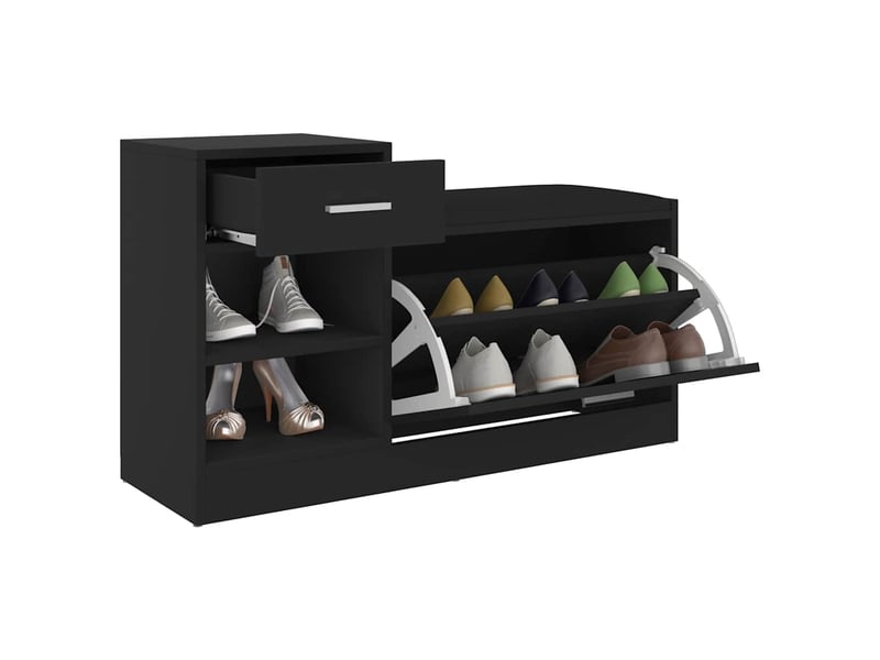  Banc à chaussures, meuble à chaussures noir 94,5x31x57 cm aggloméré  - Conforama E