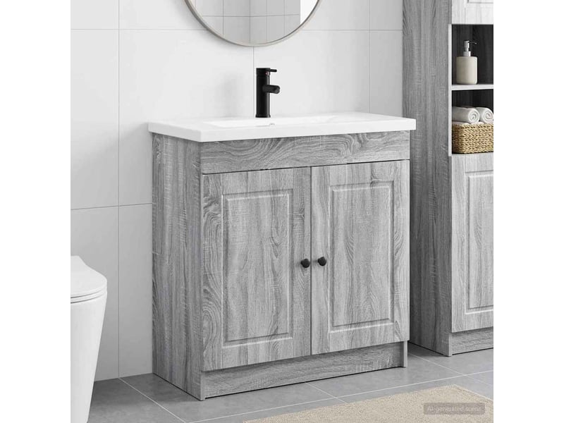  Ensemble de mobilier de salle de bain sonoma gris shl8759  - Conforama B