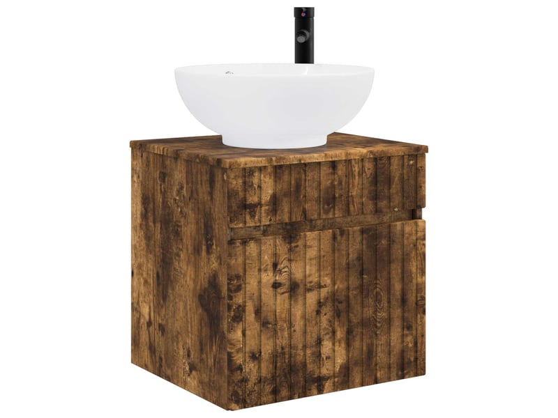  Meuble de lavabo mural, rangement salle de bain chêne fumé 49x44.5x66.5 cm  - Conforama A