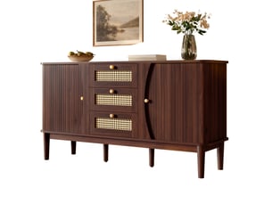 Buffet 2 porte(s) 3 tiroir(s) MEUBLIV - 141 cm coloris bois foncé