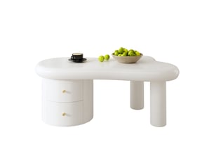 Table basse forme atypique coloris blanc <strong>ATELIER CONFORTIEL</strong> <strong></strong> - 64 cmx97 cm