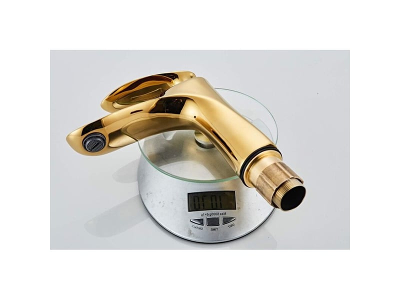  Robinet de lavabo pour salle de bain mitigeur en laiton fini or chrome doré mitigeur avec lavabo - doré  - Conforama E