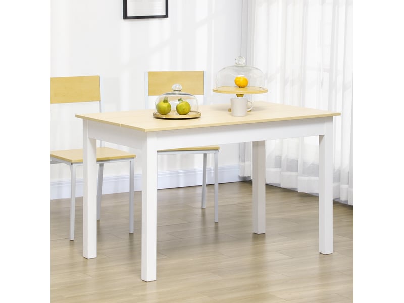  Table de salle à manger design moderne bicolore avec grand plateau 4-6 personnes en bois dim. 119l x 70l x 75h cm  - Conforama D