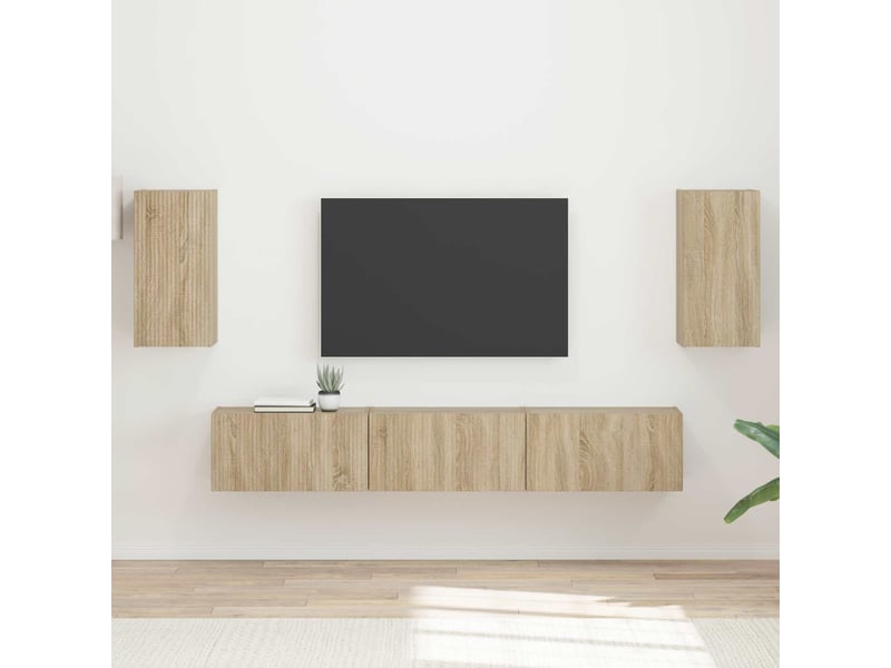  Ensemble meuble tv - banc tv - meuble de rangement 5 pcs chêne sonoma bois d'ingénierie  - Conforama B