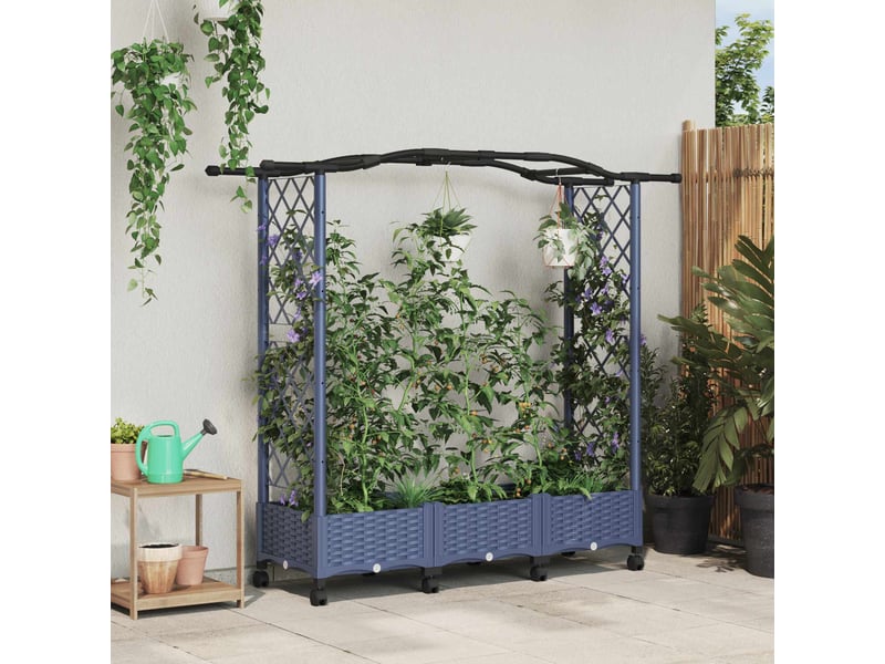 Jardinière - lit élevé avec treillis et toit gris 169 x 40 x 129 cm pp - Conforama B