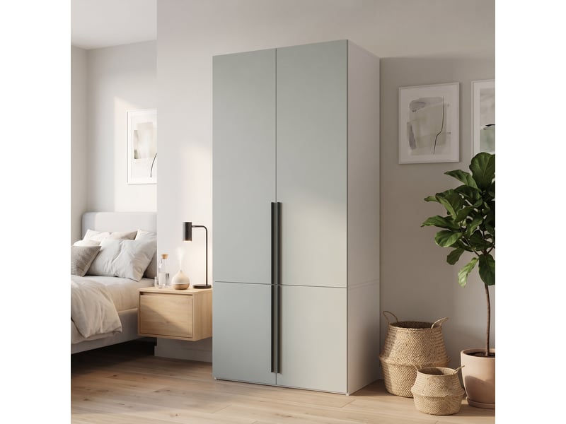  Armoire penderie 90 x 50 x 200 cm - 1 barre de penderie - porte pantalons coulissant - mdf et panneaux de particules - gris  - Conforama C