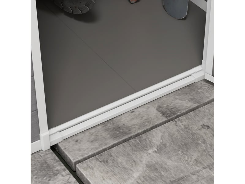 Abri de jardin 1,54 m³ avec toit monopente, porte verrouillable, fenêtre, aluminium et plastique gris - Conforama E