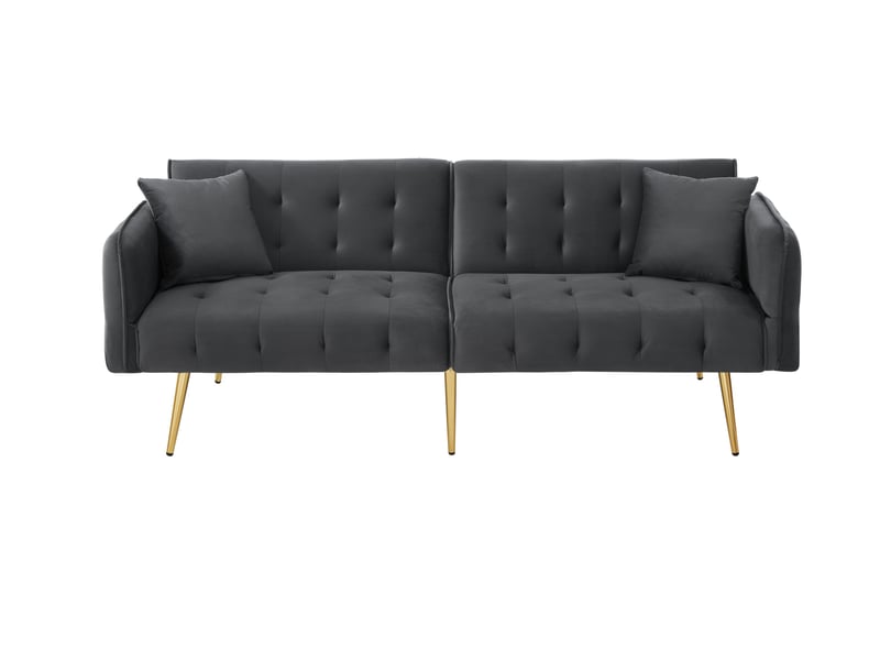  Canapé-lit 2 places modenvie en velours gris antique 178 x 82 cm dossier et accoudoirs réglables  - Conforama A