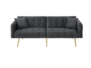 Canapé droit convertible <strong>MODENVIE</strong> <strong></strong> 2 places Velours gris
