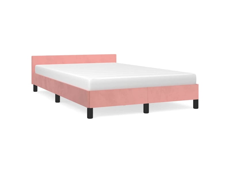  Lit double- lit adulte -  cadre de lit et tête de lit sans matelas rose 120x200cm velours  - Conforama A