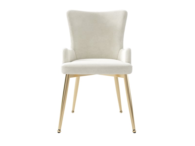 Lot de 4 chaises 55x45x85cm avec pieds en métal, polyvalentes, douces et confortables, velours, beige et doré  - Conforama E