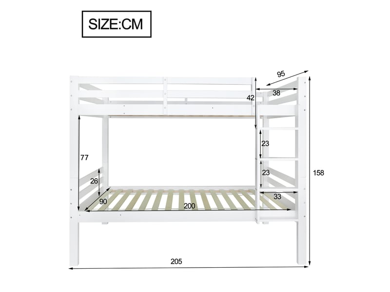 Lit superposé 90x200cm coloris blanc lit enfant blanc - Conforama C