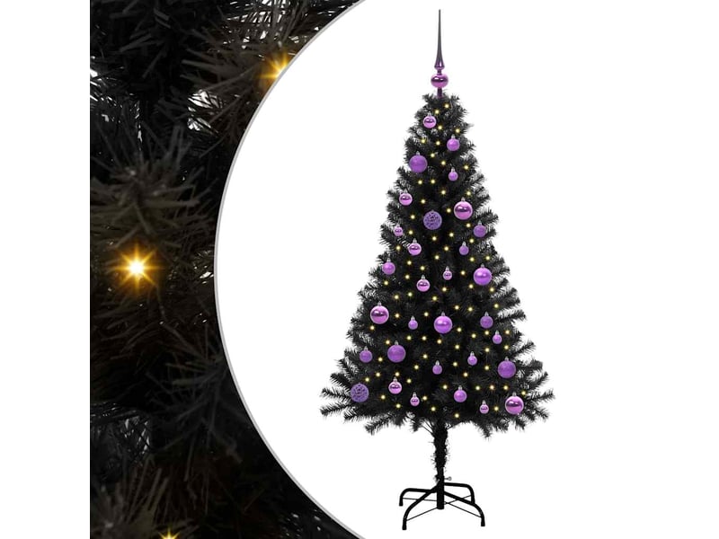  Sapin de noël, arbre de noël noir 150 cm pvc shl4321  - Conforama E