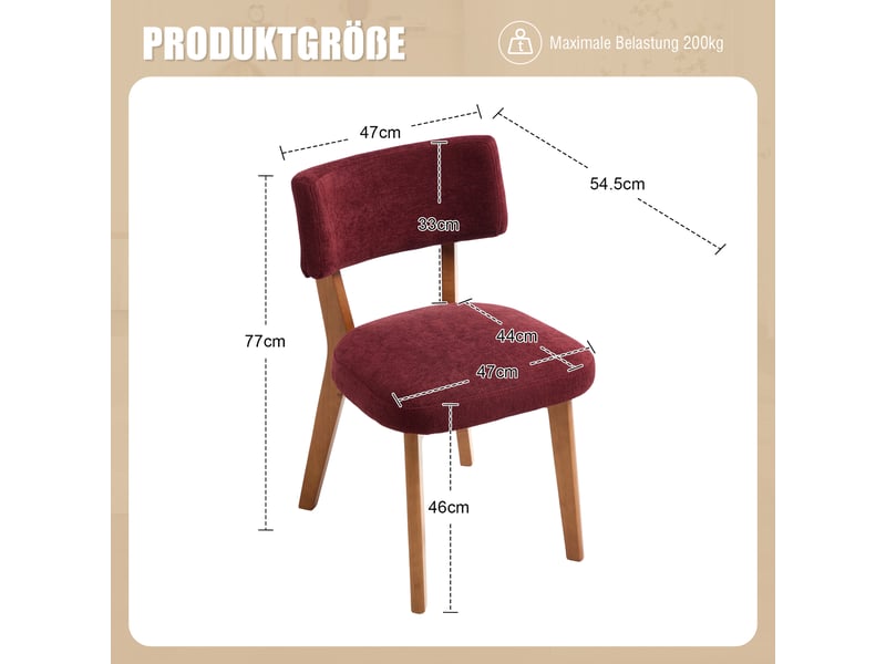  Lot de 2 chaises en tissu coloris rouge chaise rouge - Conforama C