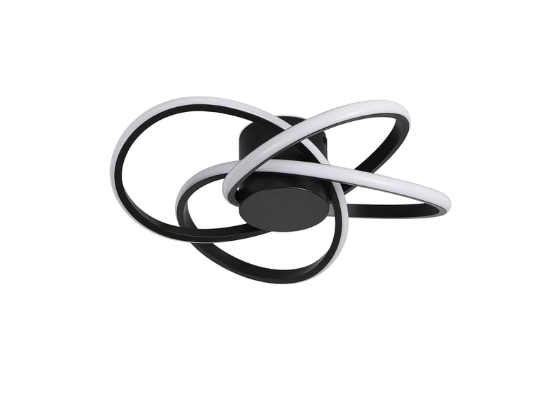 Plafonnier led trèfle à 4 feuilles, d38 x h13 cm, lampe de plafond 37 w 2283 lm, noir sable, 3000 k blanc chaud, salon, chambre, cuisine - Conforama A