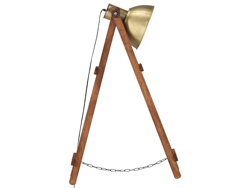  Lampadaire salon, lampe sur pied laiton e27 bois de manguier massif  - Conforama D