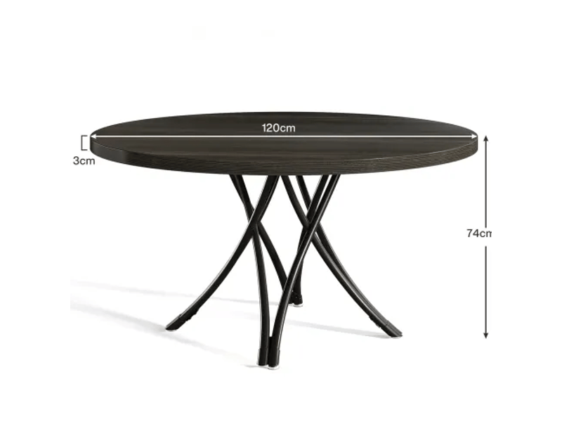  Table de salle à manger ronde 4 à 6 personnes pour cuisine en bois diamètre 120 cm noire  - Conforama D