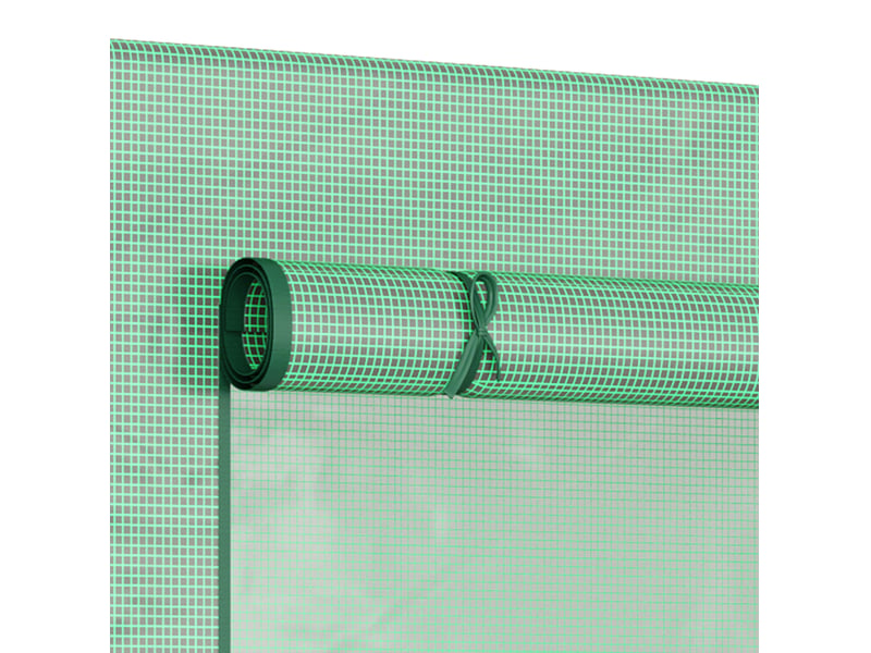  Serre de jardin verte en pe avec cadre acier, porte enroulable et fenêtres latérales, 200 x 76 x 168 cm  - Conforama D