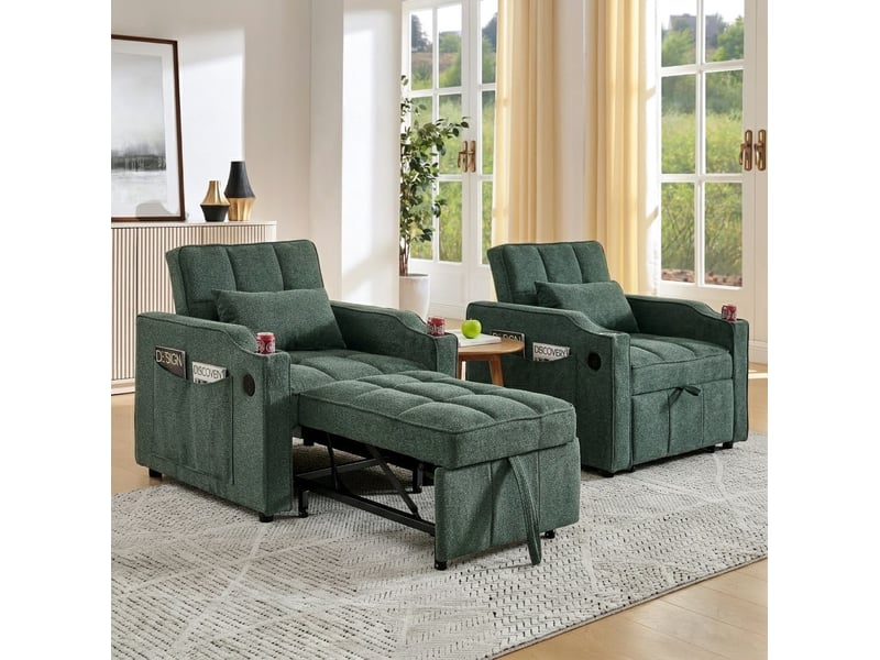 Fauteuil convertible 1 place avec couchage 190 cm et ports usb evryae  - Conforama D