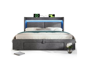Lit coffre 180x200 cm ZERBACO   coloris gris