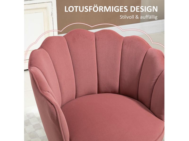  Fauteuil de salle à manger 66x66x78,5 cm en polyester rose  - Conforama D