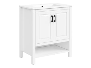 Meuble sous-vasque avec vasque en céramique 2 portes mdf blanc 76.5 x 47 x 83 cm