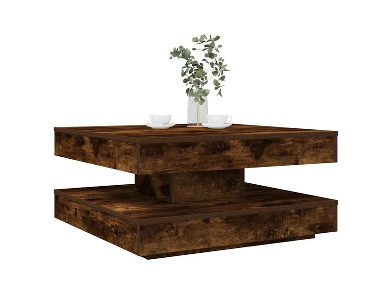  Table basse | table de salon rotative à 360 degrés chêne fumé 70x70x34,5 cm  - Conforama A