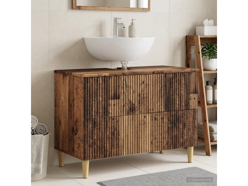 Meuble sous lavabo de salle de bain arnhem bois ancien cf64818 - Conforama B