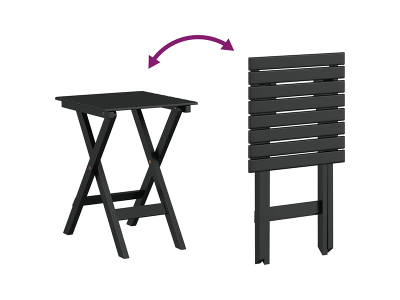  Lot de 2 fauteuils à bascule et petite table pliable en bois de peuplier noir dec029132  - Conforama D