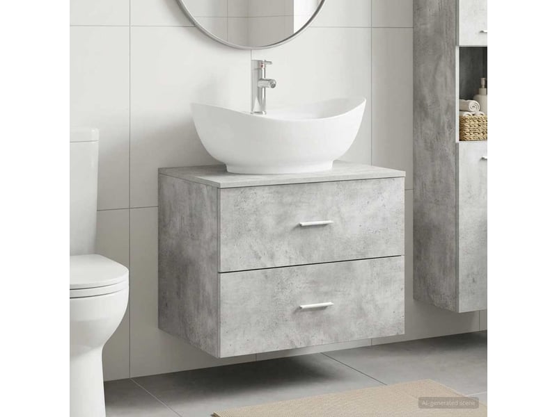 Ensemble de mobilier de salle de bain gris béton cf64687 - Conforama B
