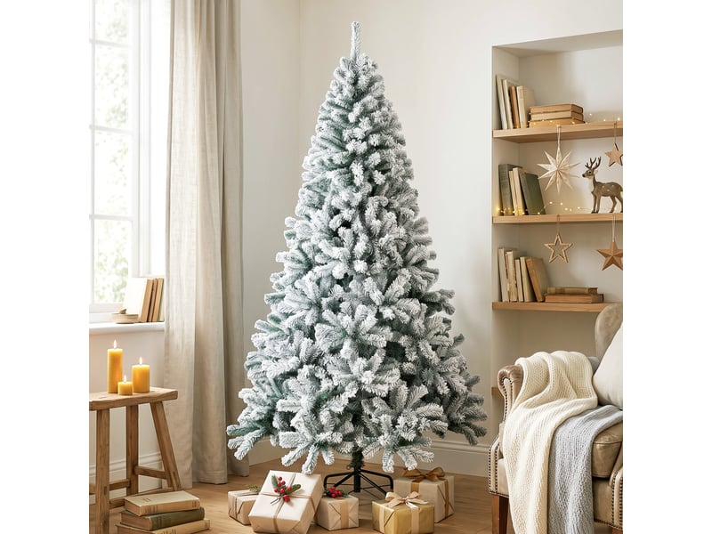  Sapin de noël enneigé de 180 cm avec 650 pointes en pvc ignifugé  - Conforama C