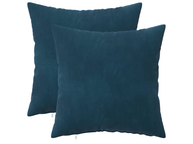  Lot de 2 coussins avec oreiller, coussins décoratifs heerlen bleu velours cf50417  - Conforama A