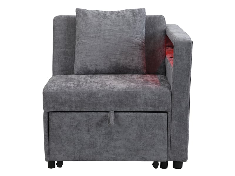 Canapé-lit convertible modenvie 3 en 1 gris clair 177 x 68 x 65 cm avec led usb type-c  - Conforama A