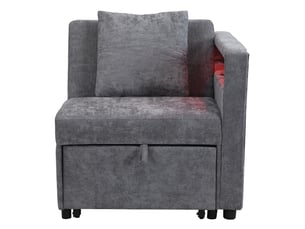 Canapé droit convertible <strong>MODENVIE</strong> <strong></strong> 1 place Tissu gris avec coffre de rangement