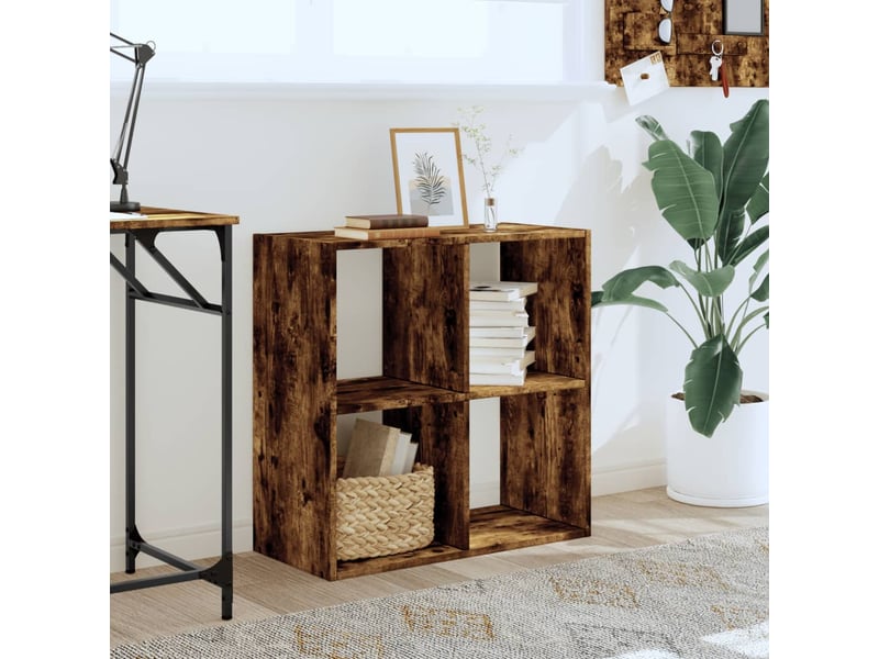  Bibliothèque, étagère de rangement chêne fumé 68,5x32x68,5 cm bois d'ingénierie  - Conforama C