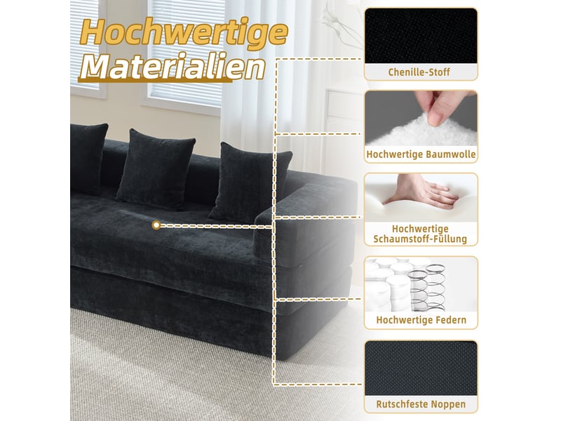 Canapé modulable, canapé de salon, base antidérapante, en chenille, poches latérales  - Conforama W