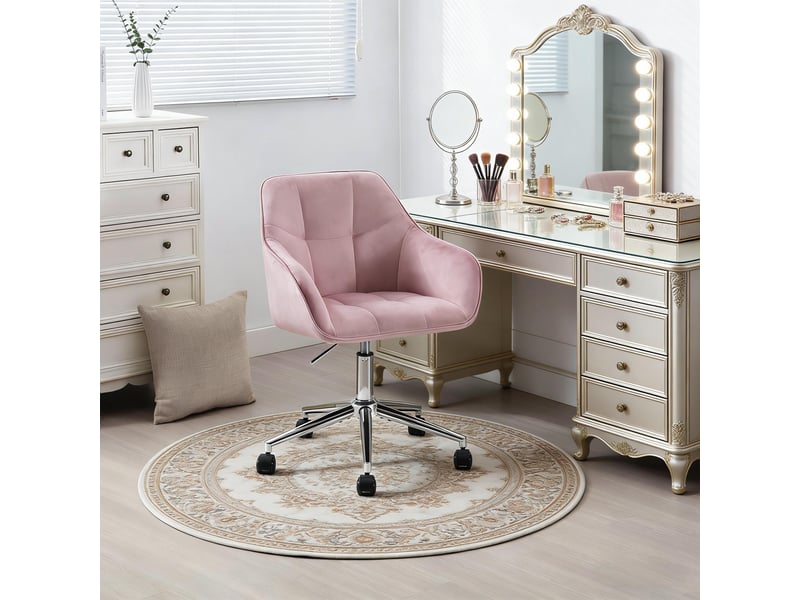  Fauteuil de bureau pivotant en velours, hauteur réglable, base métallique 5 branches  - Conforama B