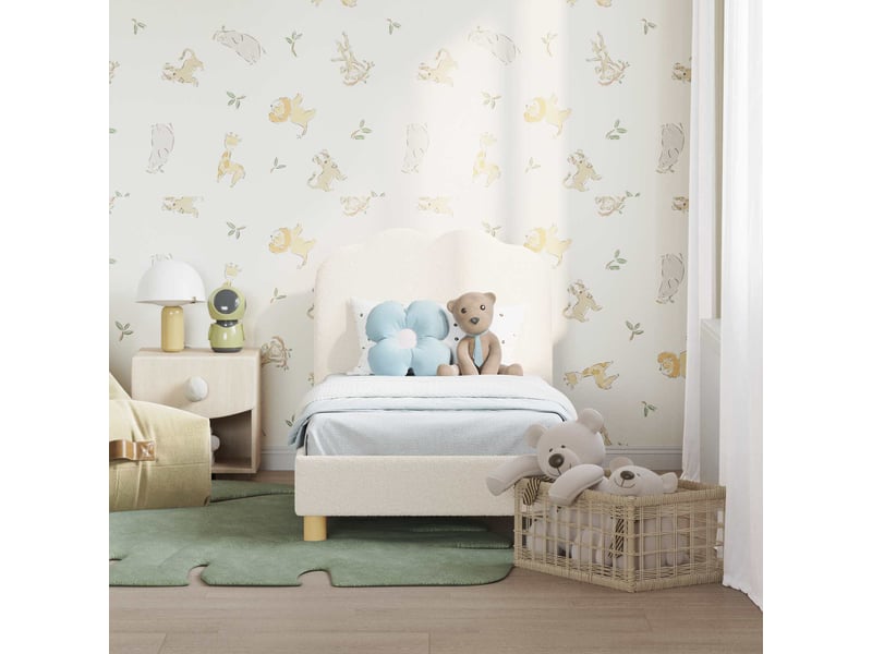  Lit simple- lit adulte -  cadre de lit pour tout-petit avec tête de lit crème 70 x 140 cm  - Conforama B