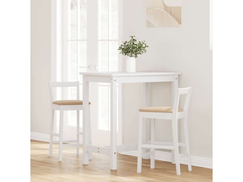 Lot de 2 tabouret de bar avec coussins en bois massif blanc et caoutchouc shl22843  - Conforama C