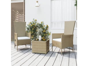 Ensemble de salon de jardin 3 pcs beige poly rotin et acier