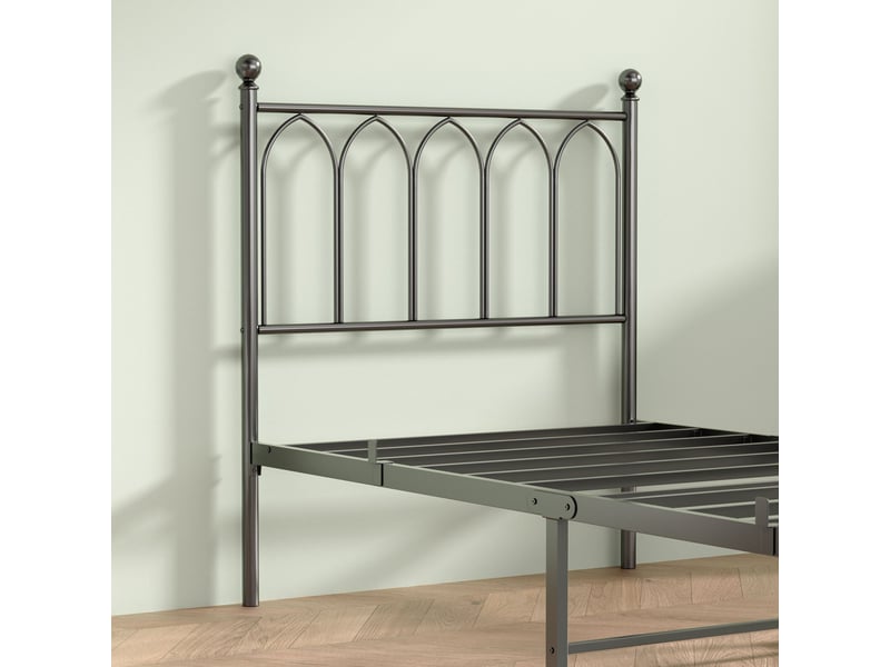 Lit double 140x200 cm - lit en métal noir avec sommier et cadre robuste - sans matelas - Conforama E