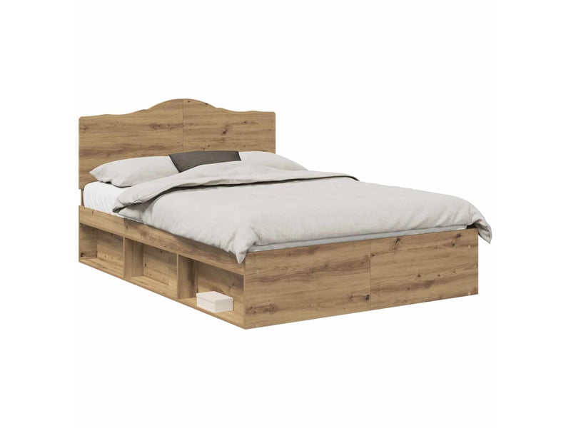 Lit double- lit adulte - cadre de lit chêne artisan 150 x 200 cm pin massif - Conforama A