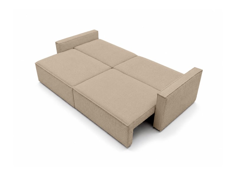 Farah - canapé droit 3 places convertible accoudoirs slim en tissu bouclettes généreuses - Conforama C
