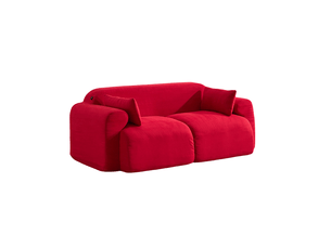 Canapé 2 places 186 x 95 x 76 cm rouge en velours côtelé, rembourrage en mousse et formes arrondies