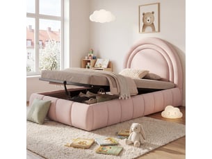 Lit coffre 90x200 cm <strong>MEULVA</strong>  <strong></strong> coloris rose