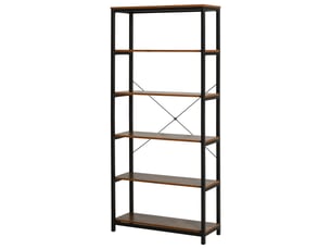 Bibliothèque industrielle 80 x 30 x 180 cm, 6 étagères ouvertes, système anti-basculement, meuble de rangement pour salon et bureau