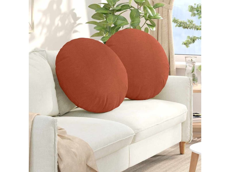  Lot de 2 coussins de siège, coussins décoratifs tissu en velours côtelé rouge orange cf59811  - Conforama B